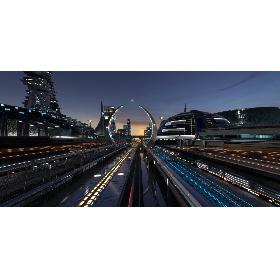 3D 3D Night City of the Future. Pegasus